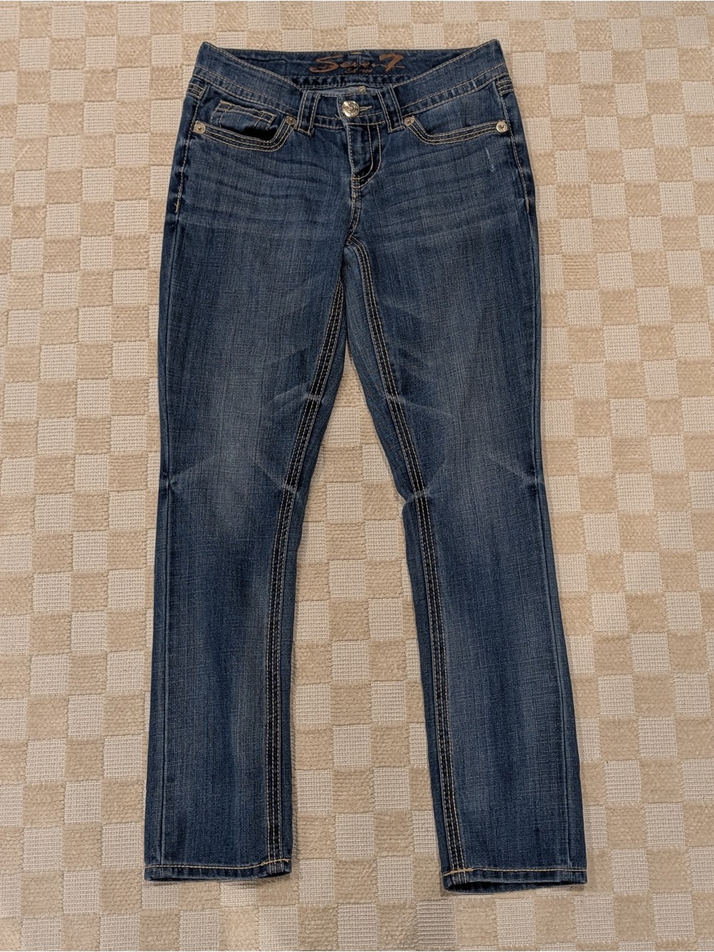 Seven7 Y2K Women's Blue Low Rise Slim Straight Leg Jeans Size 4